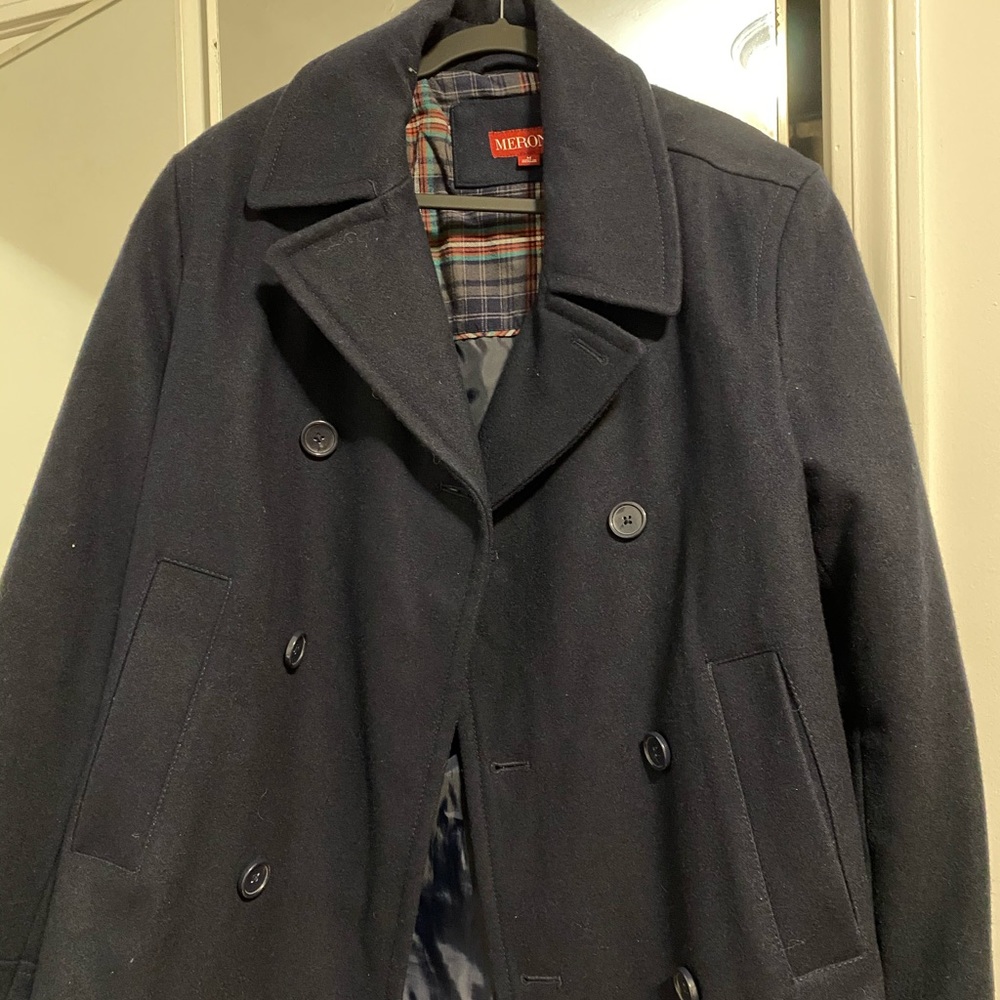 Mens navy blue pea coat